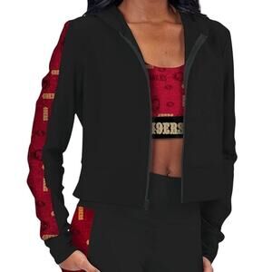 Certo NFL 49ers Cropped Hoodie with Zipper in Black/Red, Size XL​​​